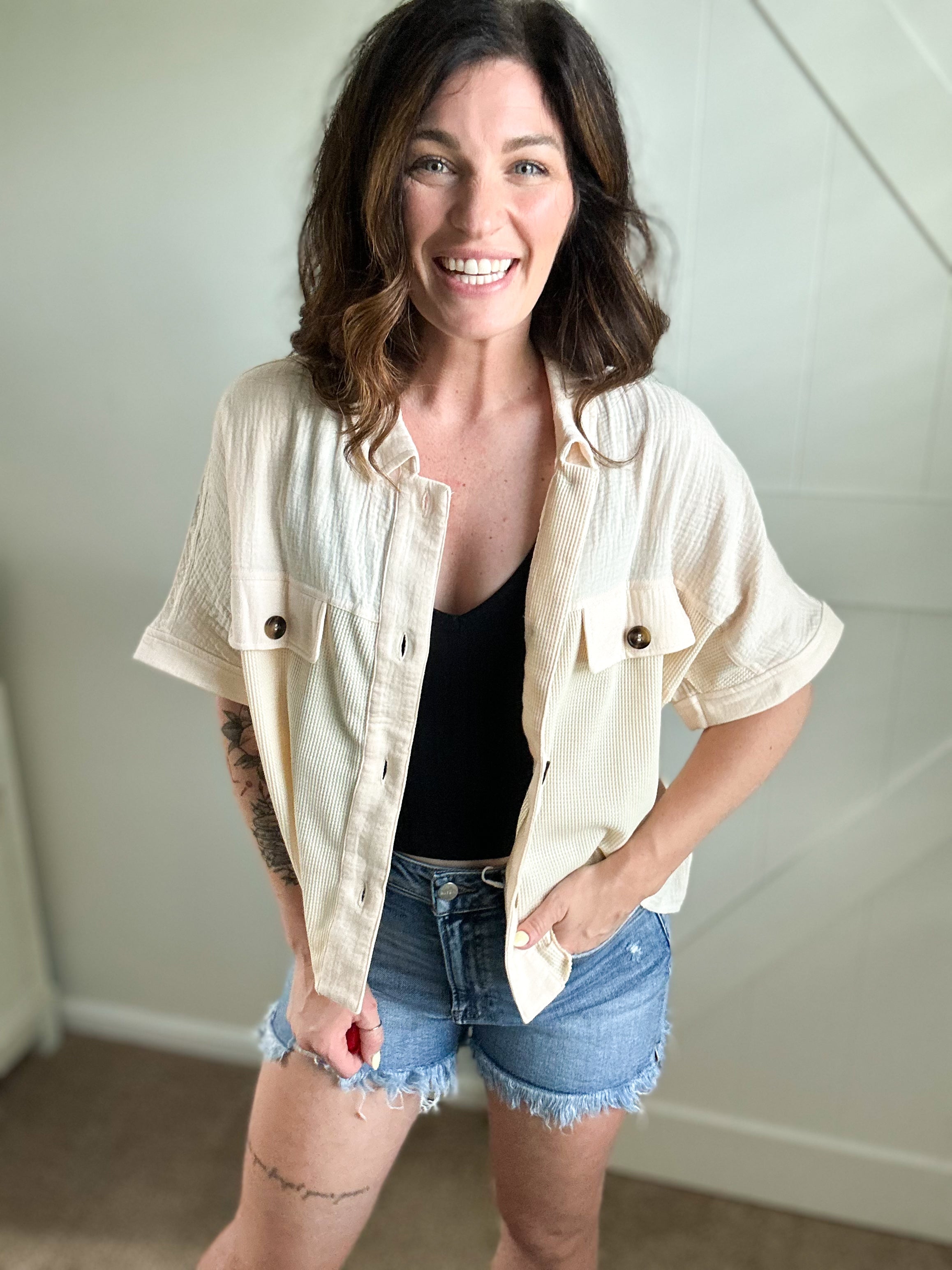 Peachy Keen Button-Up Top PREORDER