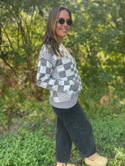 All Checkered Out Sweater in Four Colors - PREORDER