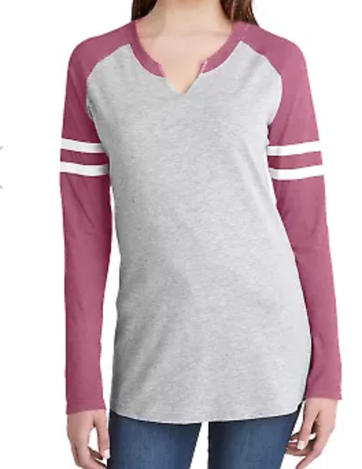 Women's Varsity Long Sleeve Tees - V Neck