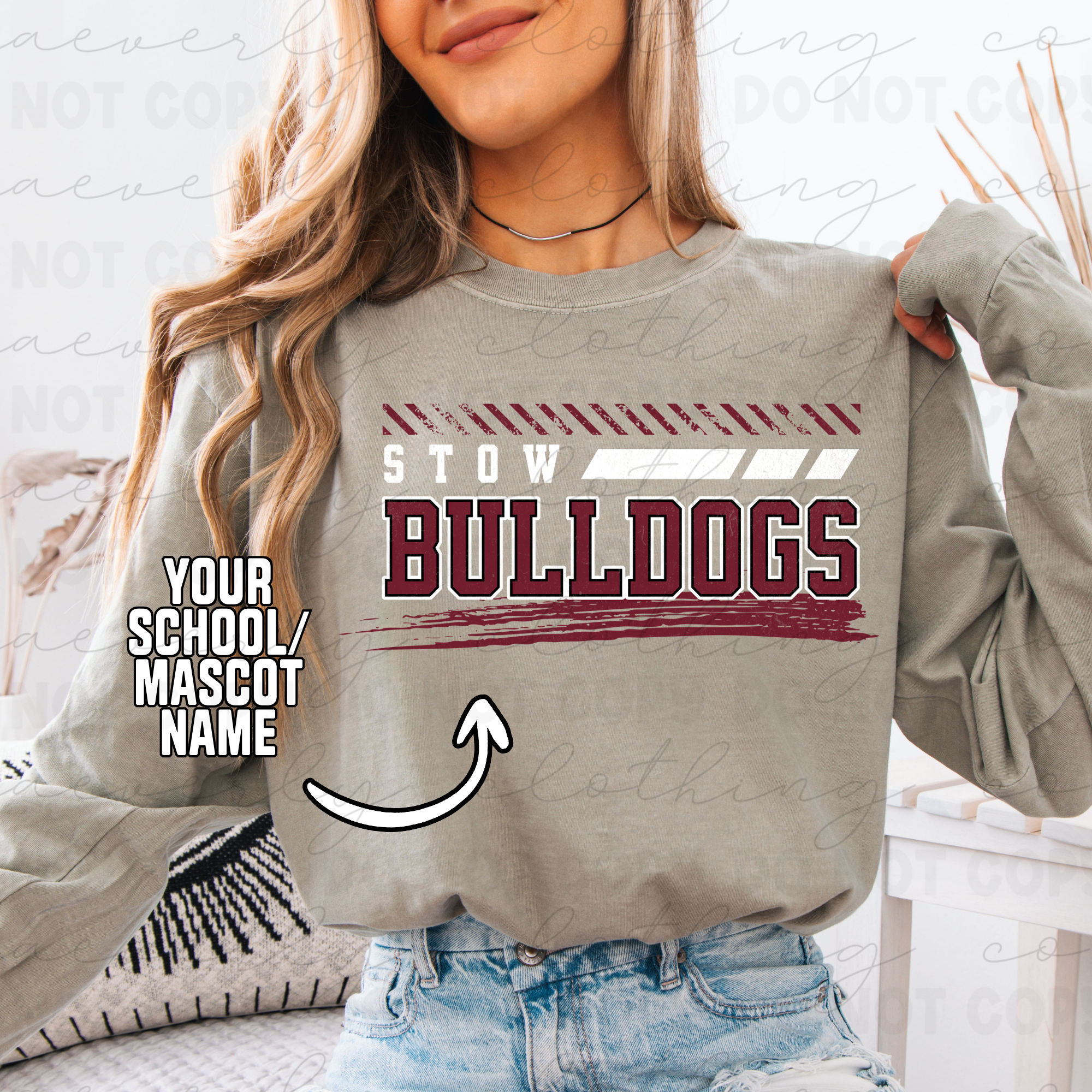Your School/Mascot Grunge Time Mascot Tee/Crewneck