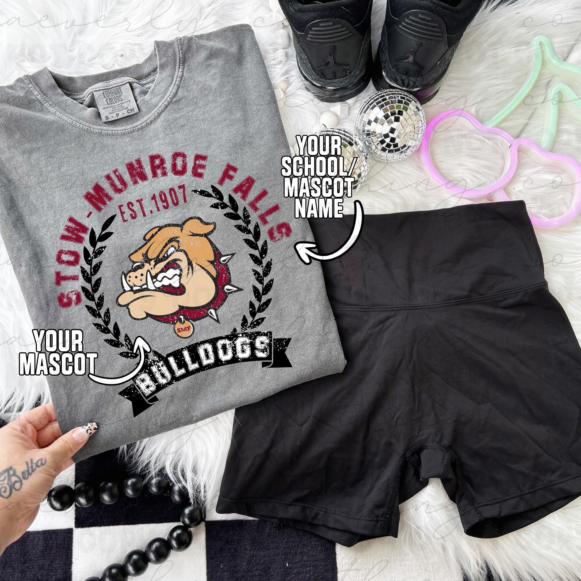 Your School/Mascot Old School Mascot Tee/Crewneck