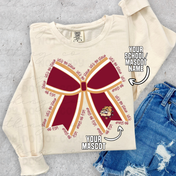 Your School/Mascot Cheer Bow Mascot Tee/Crewneck