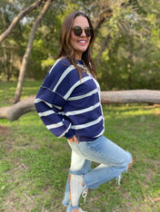 Exceptional Thought Striped Patchwork Sweater  - PREORDER