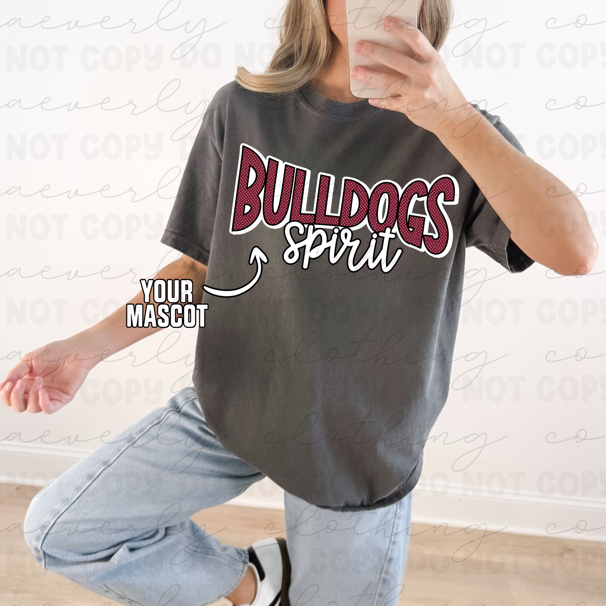 Your School/Mascot Polka Dot Name Tee/Crewneck