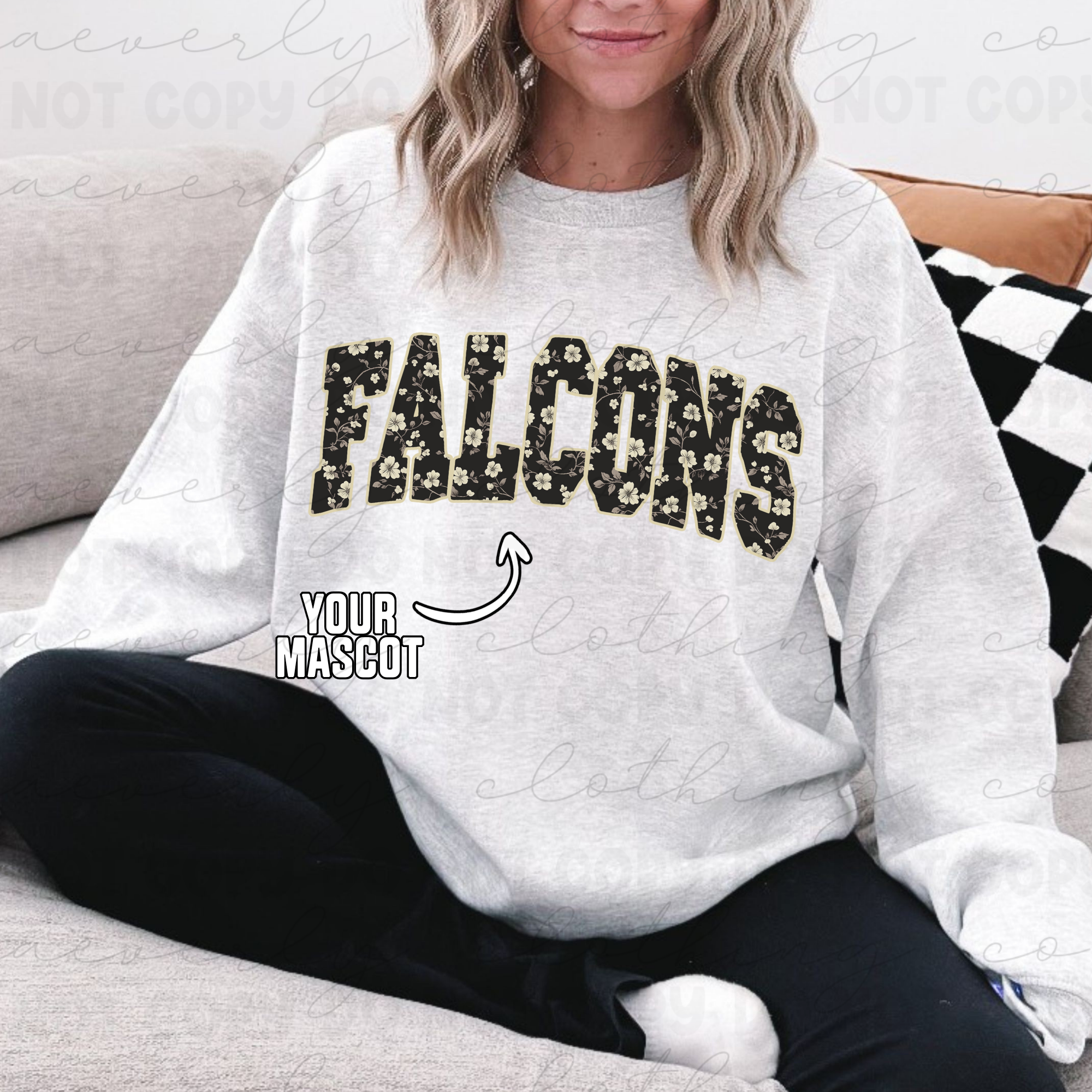Your School/Mascot Floral Name Tee/Crewneck