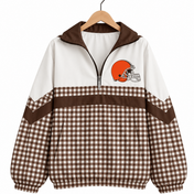 The Varsity Club Quarter Zip - Cleveland Browns -  Gingham [ETA 5-6.5 weeks]