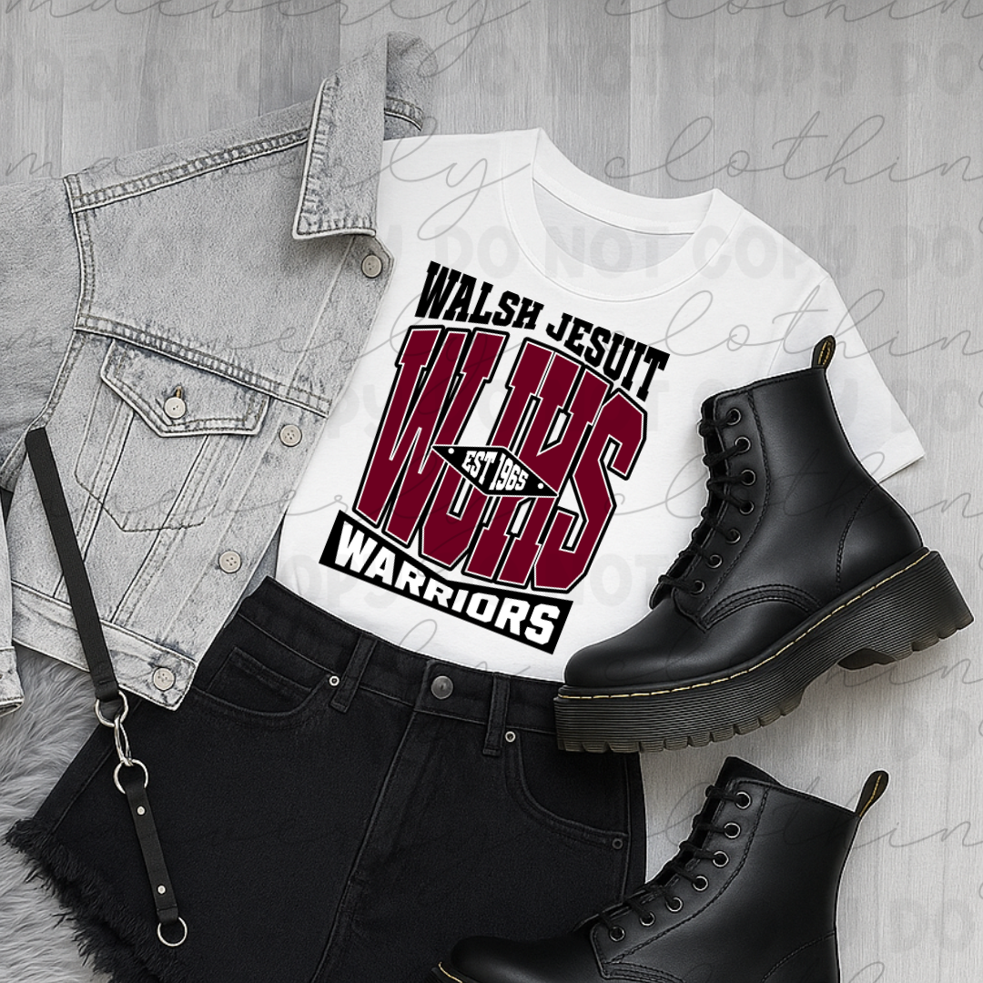 Walsh Warriors Varsity Stack Tee/Crewneck