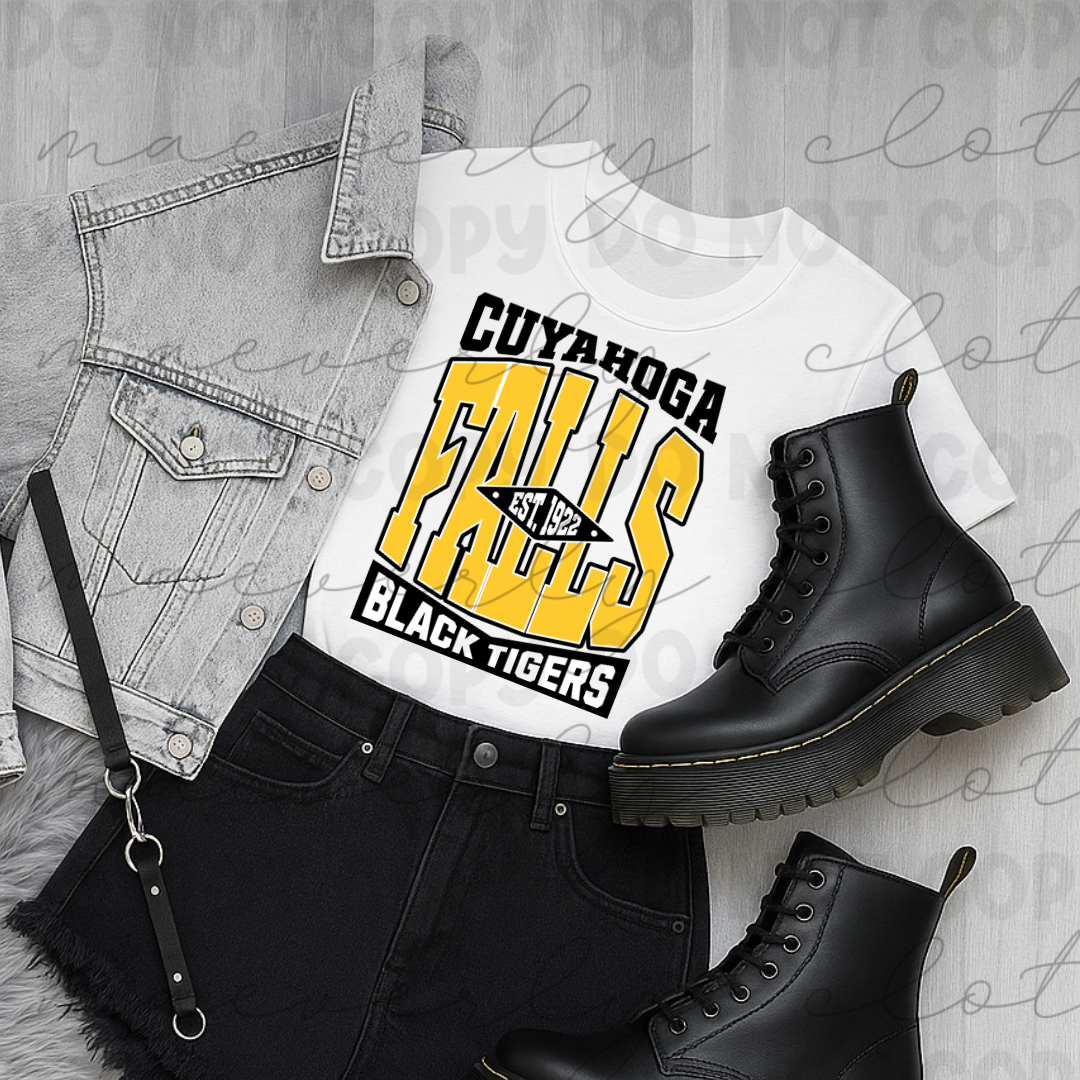 Cuyahoga Falls Varsity Stack Tee/Crewneck