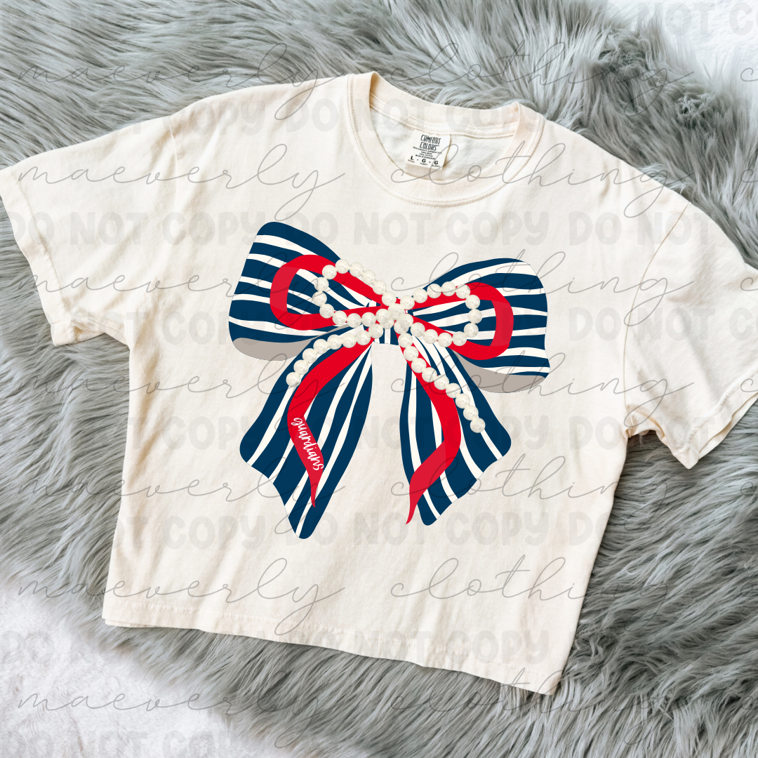 Cleveland Guardians Stacked Bow Tee/Crewneck