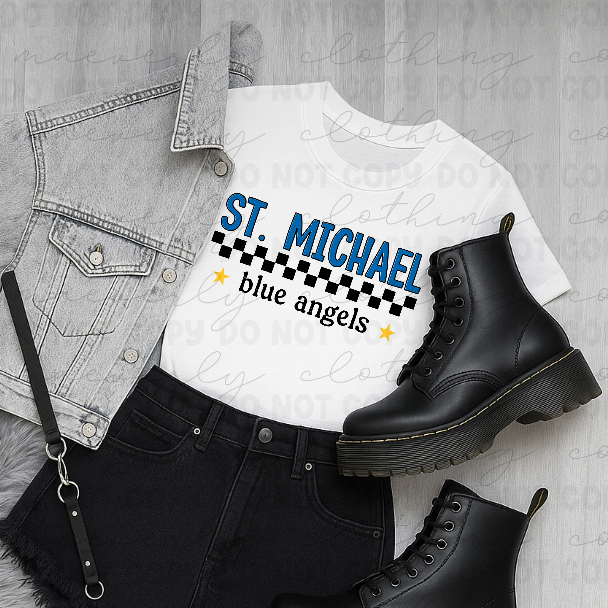 St. Michael Checkered Pride Tee/Crewneck