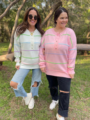 Just Too Good Rainbow Striped Sweater - PREORDER