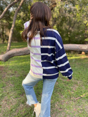 Exceptional Thought Striped Patchwork Sweater  - PREORDER