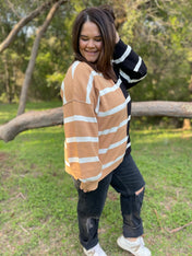 Exceptional Thought Striped Patchwork Sweater  - PREORDER