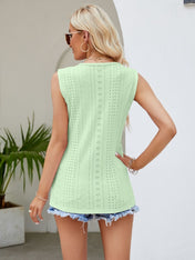 Eyelet Lace Detail V-Neck Tank - PREORDER