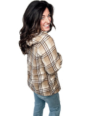 Beige Bliss Plaid Hoodie