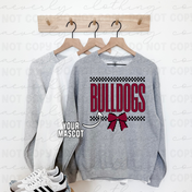 Your School/Mascot Checkered Bow Mascot Tee/Crewneck
