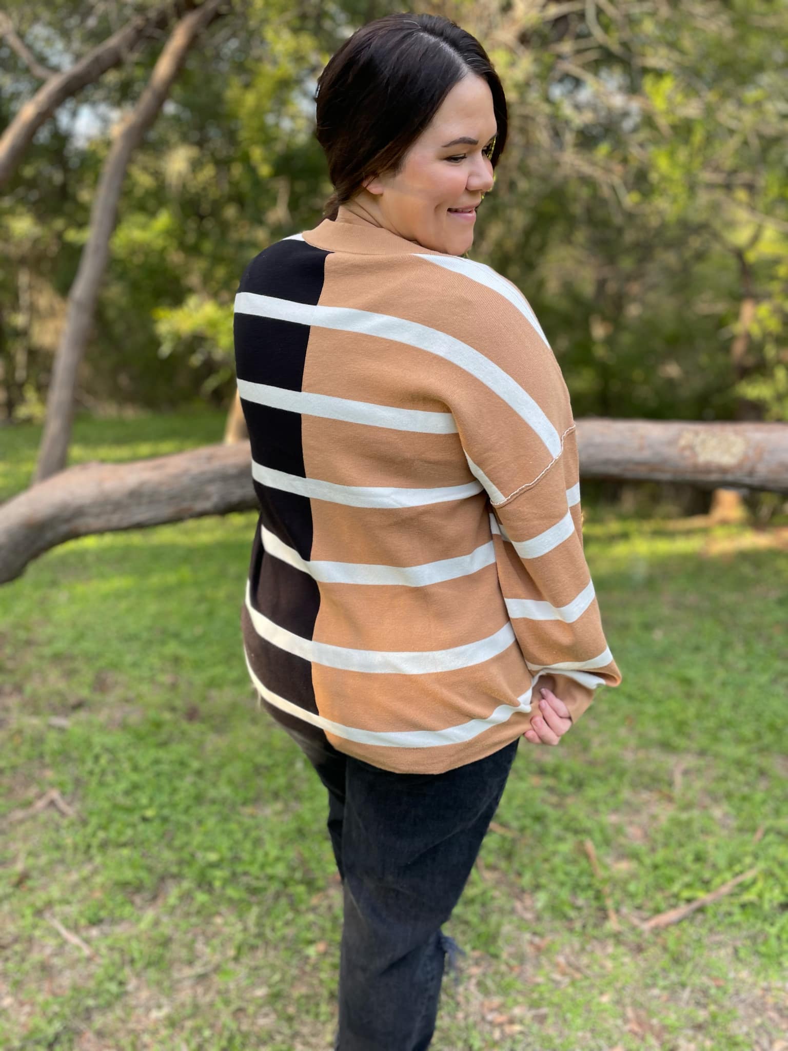 Exceptional Thought Striped Patchwork Sweater  - PREORDER