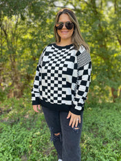 All Checkered Out Sweater in Four Colors - PREORDER