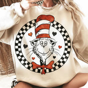 Checkered Circle Cat in the Hat Graphic