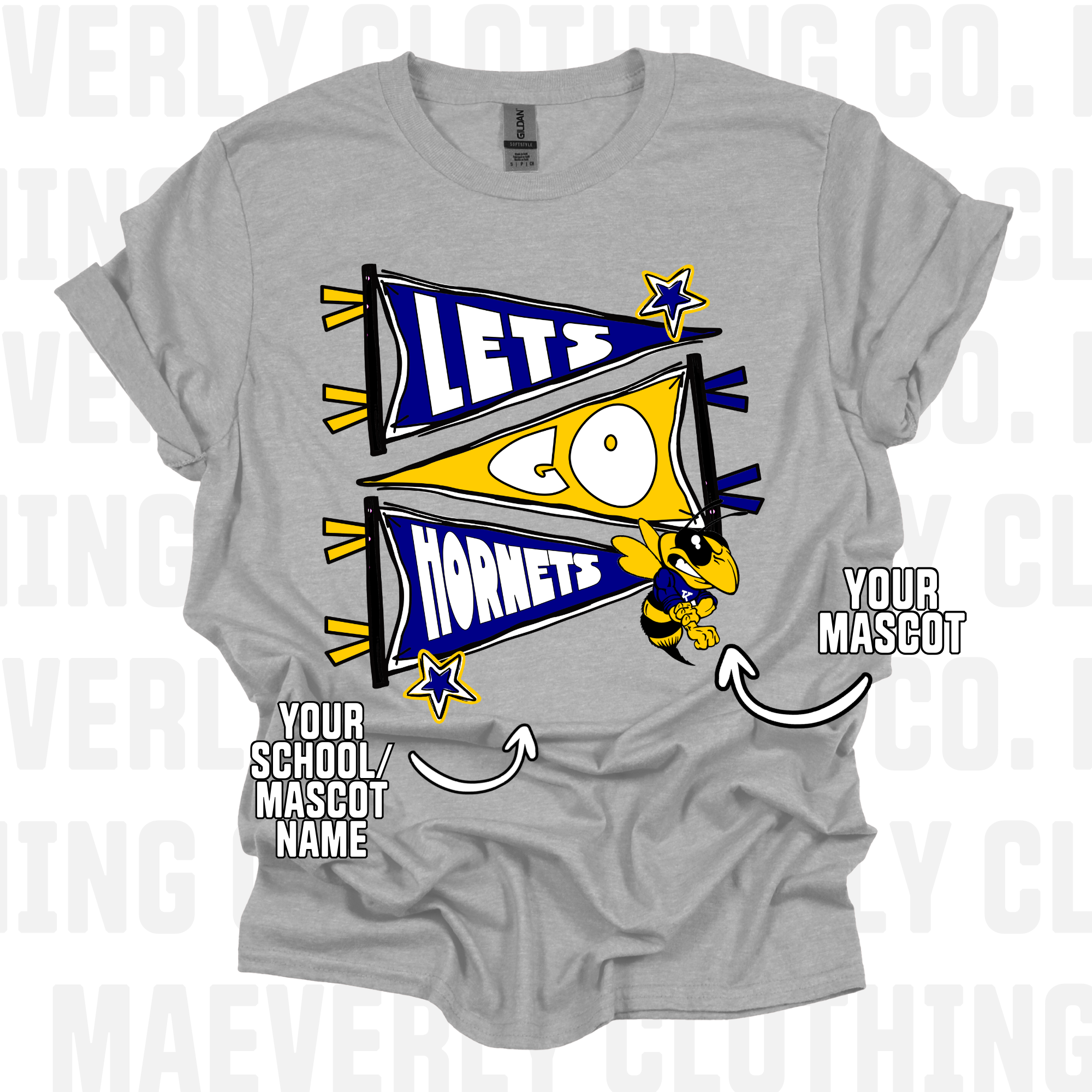 Any School/Any Team Pennant Stack Graphic