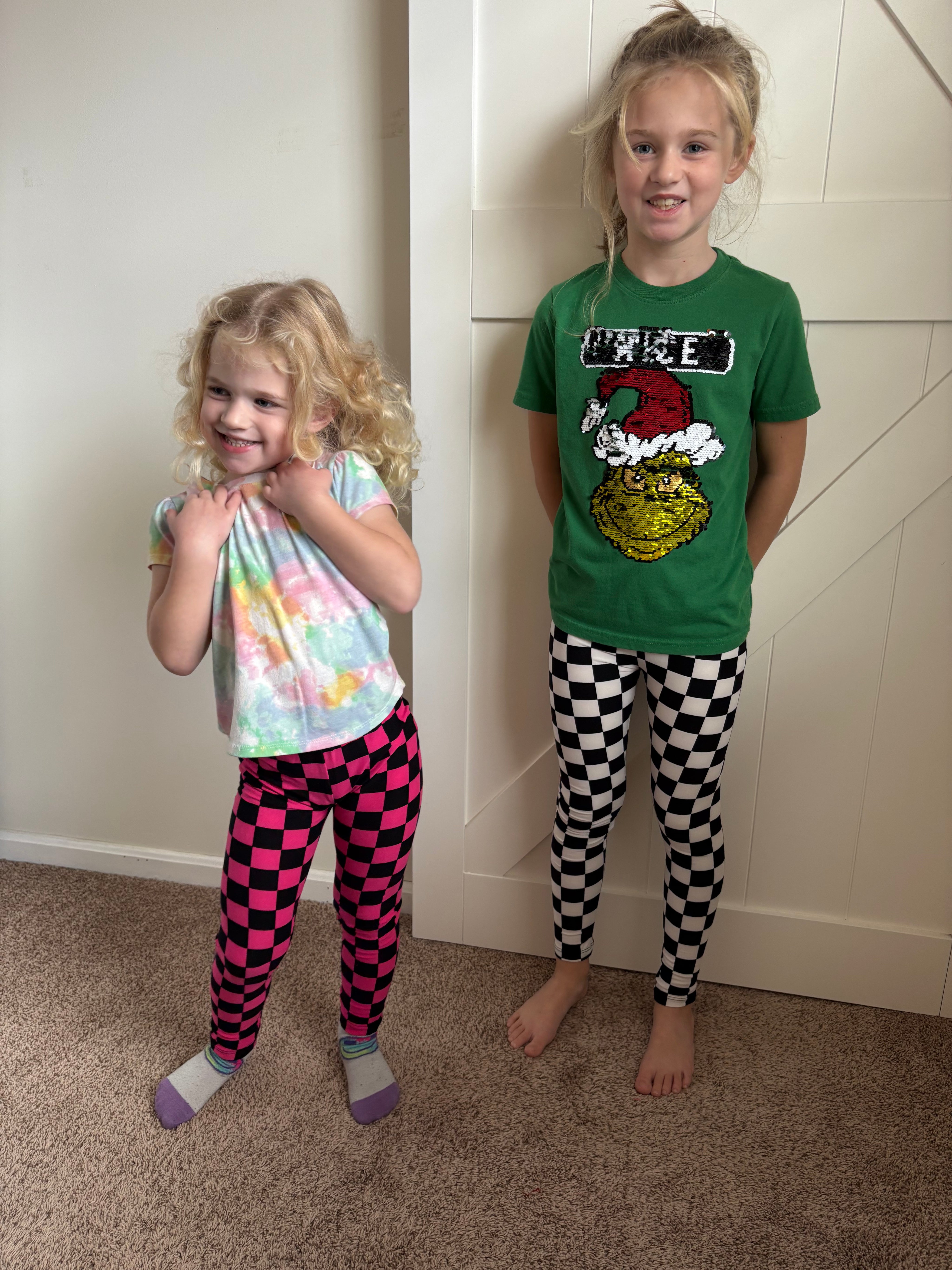 DOORBUSTER - Kids Buttery Soft Leggings - B/W Checkered