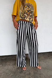 PREORDER: Black Vertical Vibes Stripe Pants, Early September Arrival
