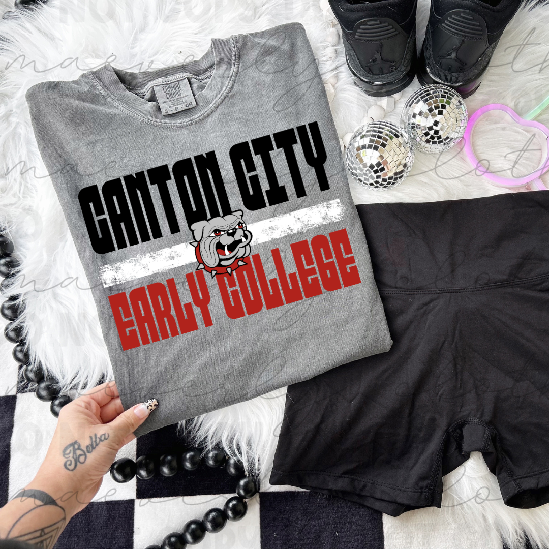 Canton City Bulldogs Bold Block Stack Tee/Crewneck