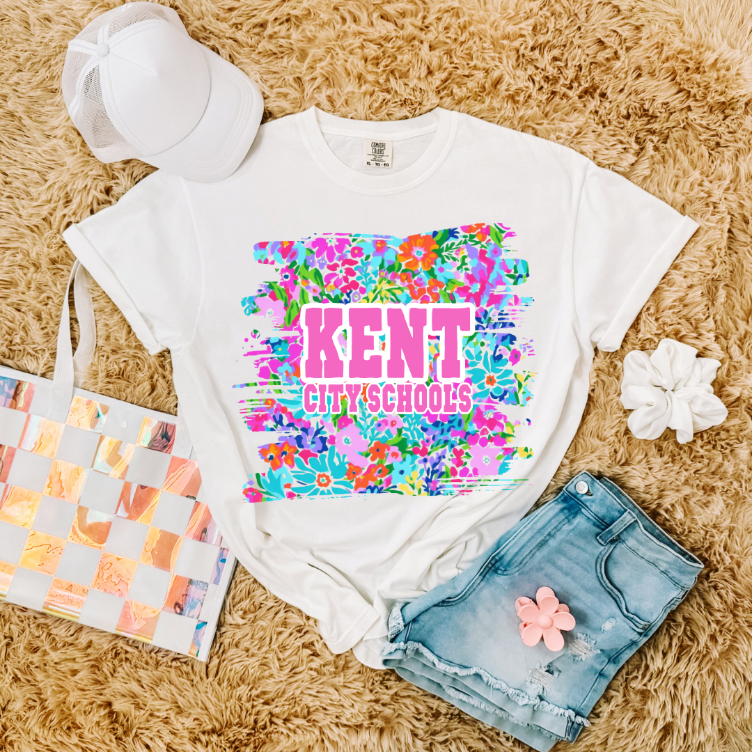 Kent City Schools Bright Floral Tee/Crewneck
