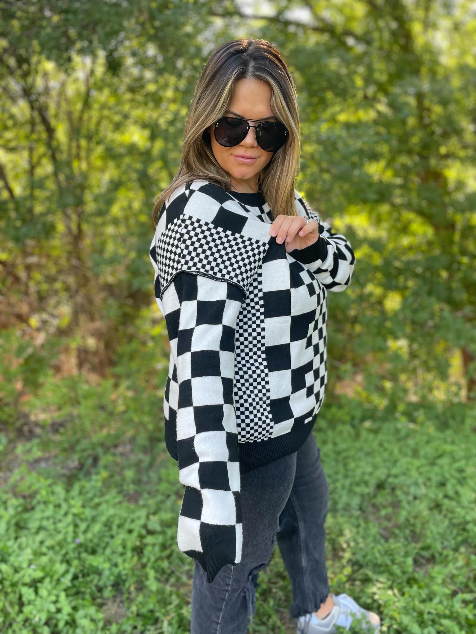 All Checkered Out Sweater in Four Colors - PREORDER