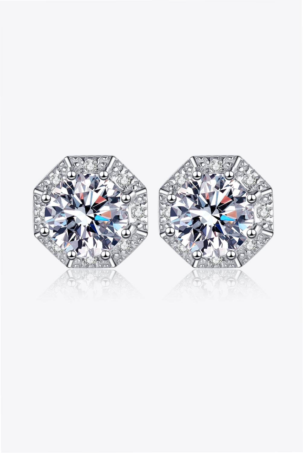 2 Carat Total Moissanite Stud Earrings