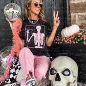 Peace and Pink Skelly Tee/Crewneck