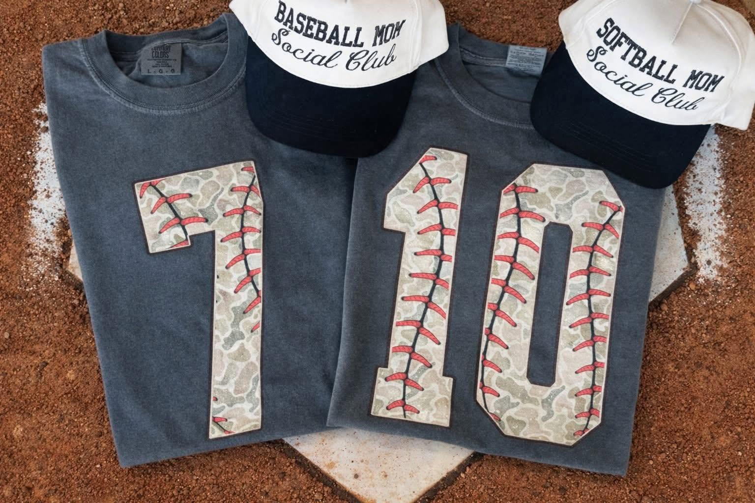 Camo Baseball/Softball Number Tee