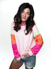 Bright Days Color Block Long Sleeve Top - PREORDER