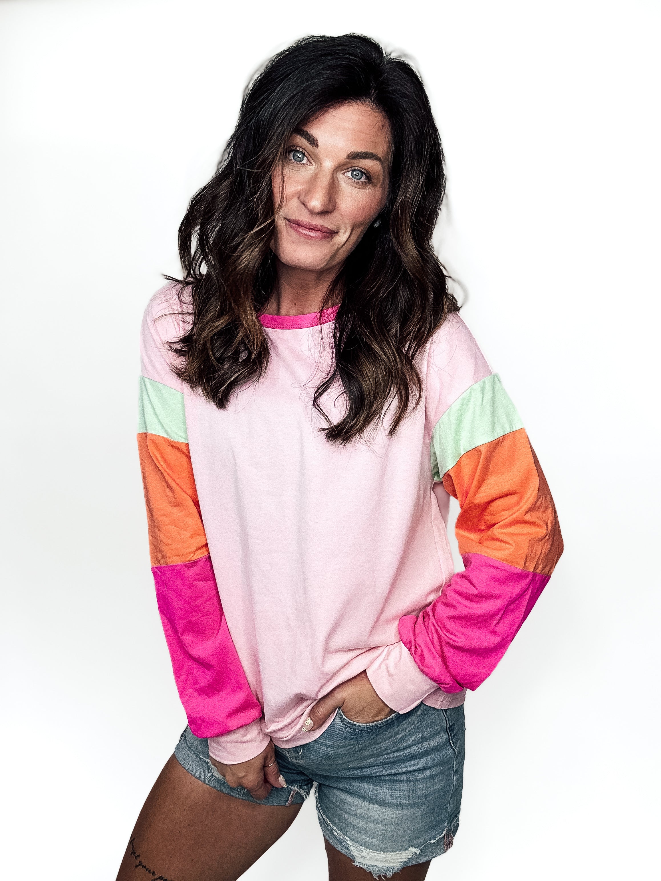 Bright Days Color Block Long Sleeve Top - PREORDER