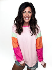 Bright Days Color Block Long Sleeve Top - PREORDER