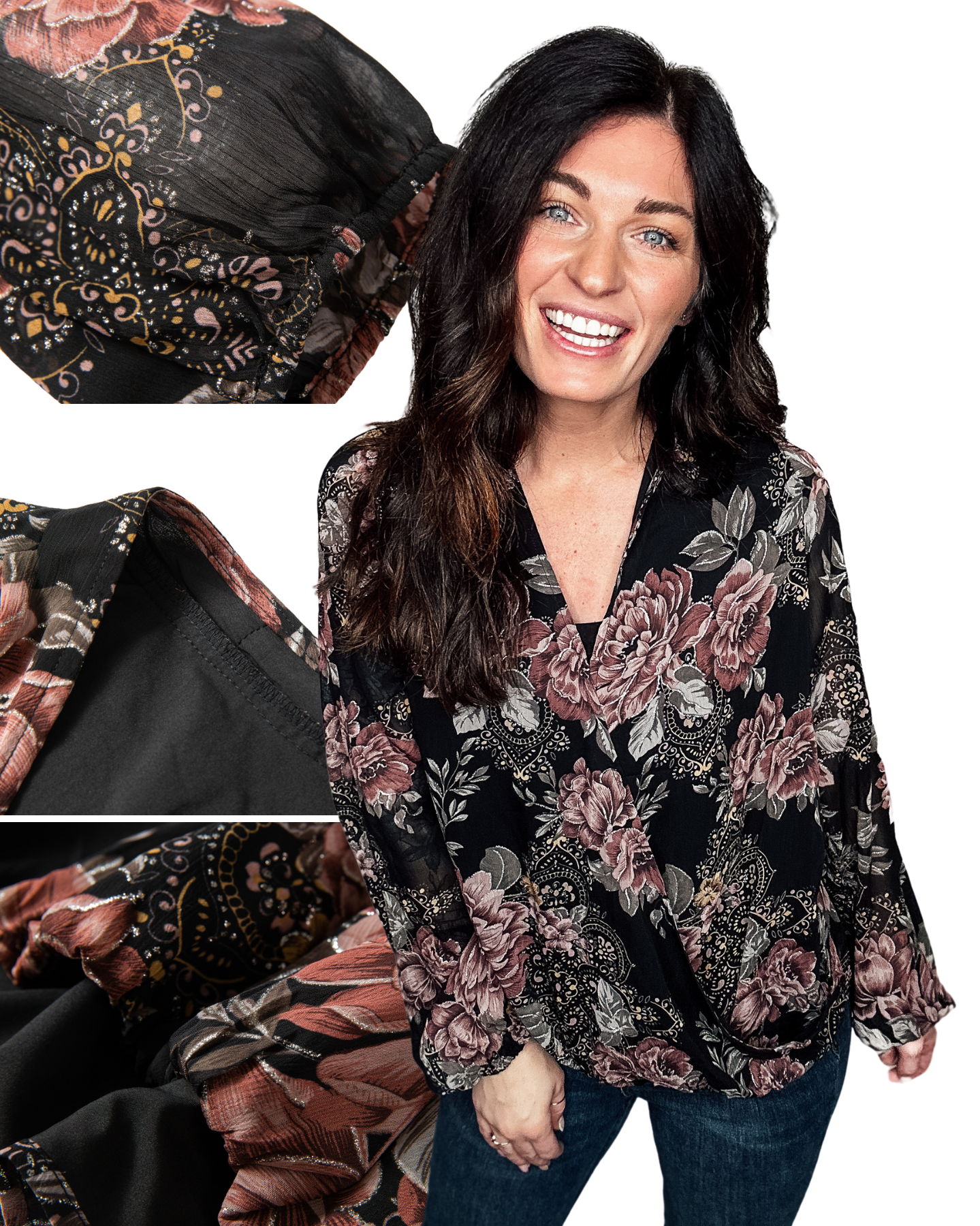 Midnight Blooms Wrap Top - PREORDER