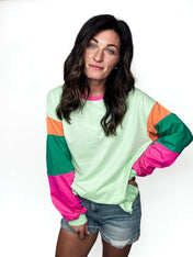 Bright Days Color Block Long Sleeve Top - PREORDER