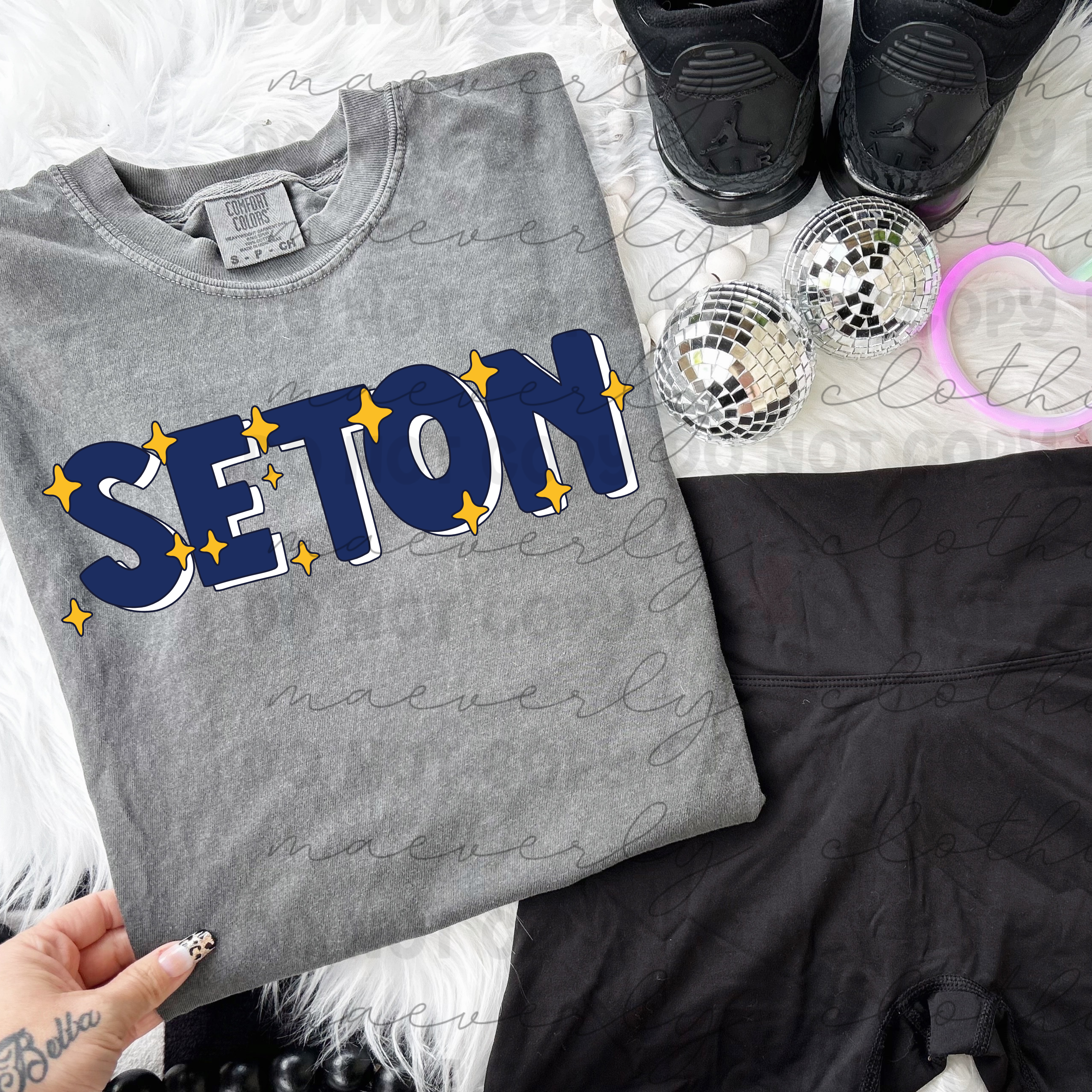 Seton Faux Sparkle Mascot Tee/Crewneck