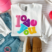 Love You Faux Yarn Graphic