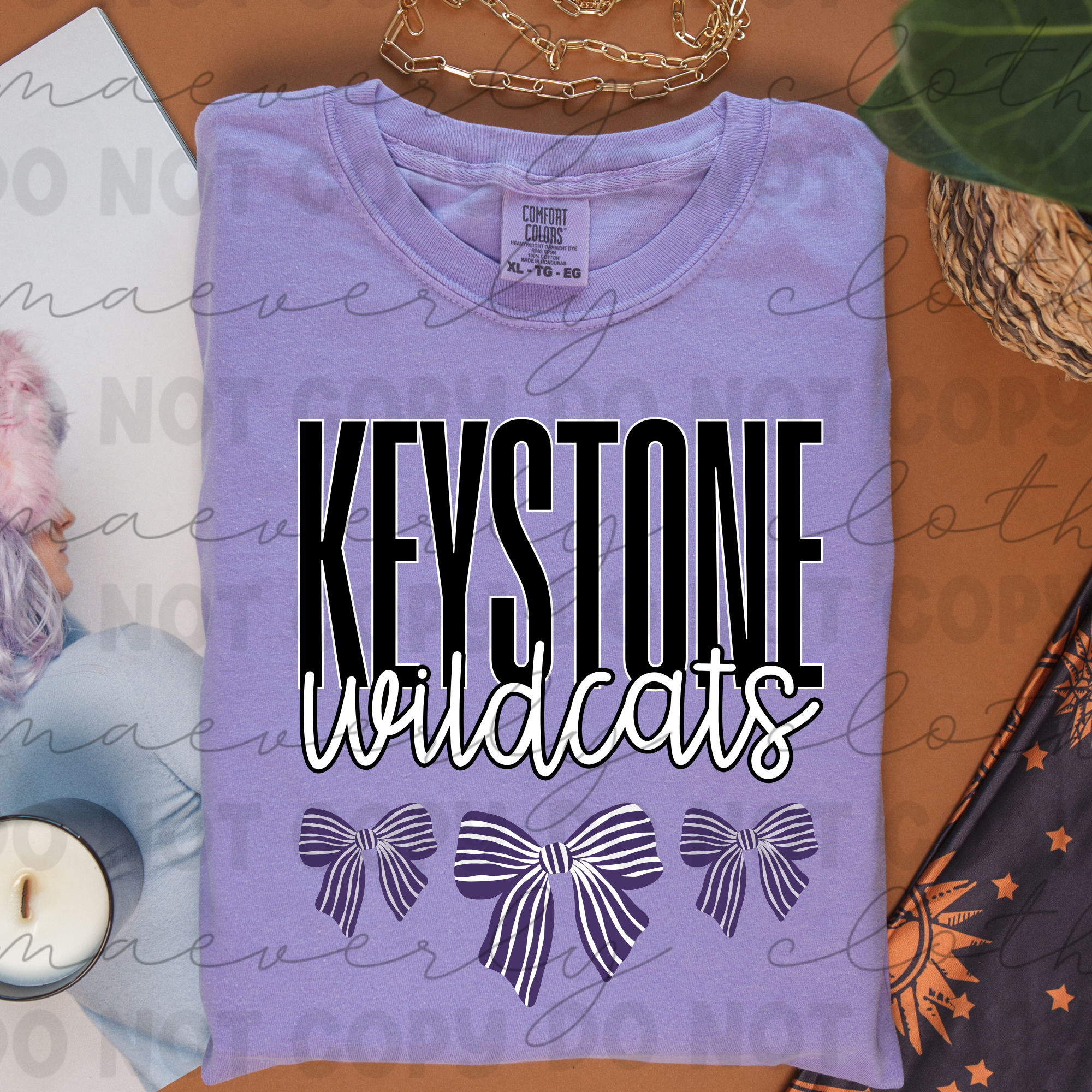 Keystone Wildcats Stacked and Bows Mascot Tee/Crewneck