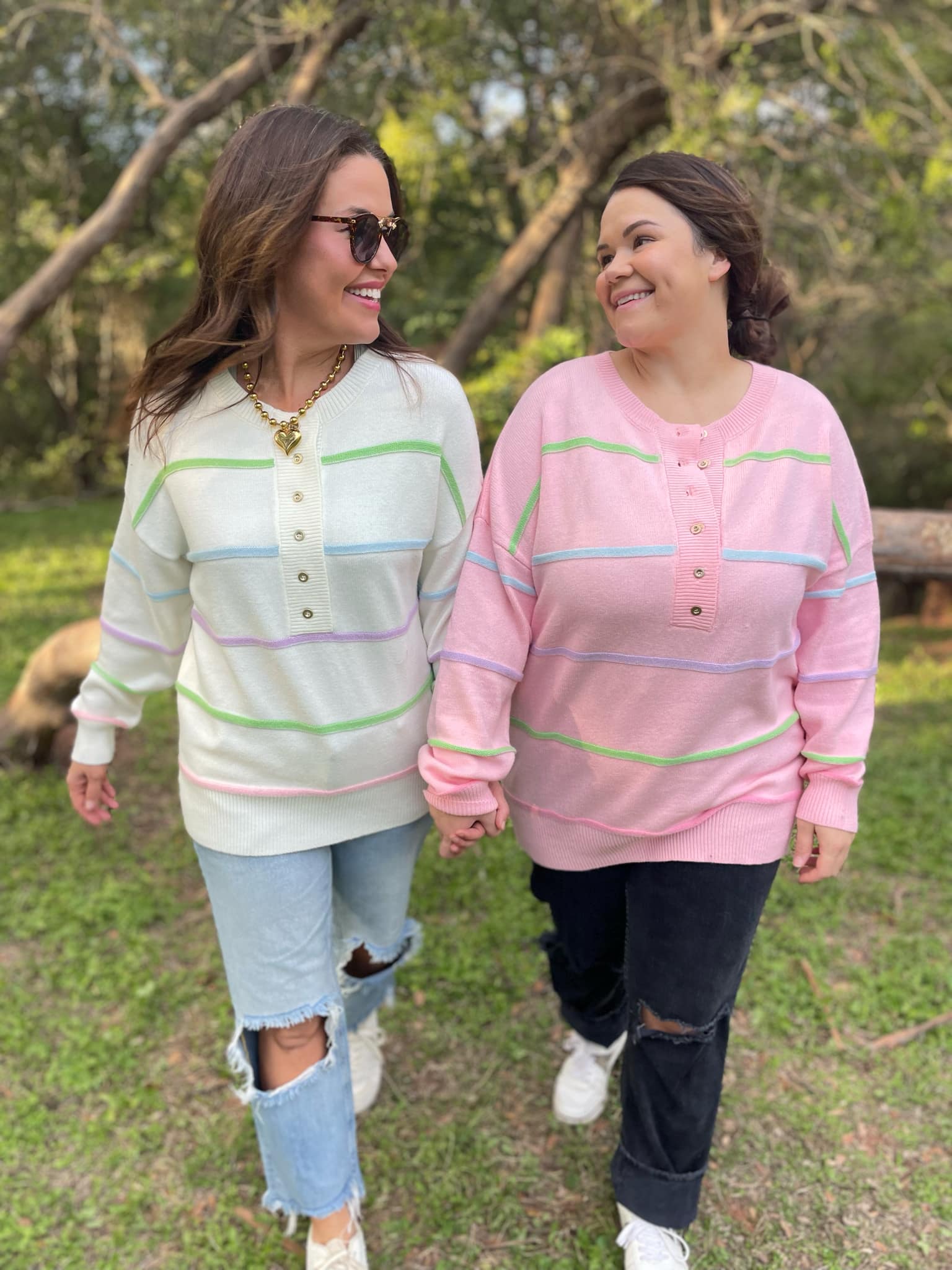 Just Too Good Rainbow Striped Sweater - PREORDER