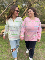 Just Too Good Rainbow Striped Sweater - PREORDER