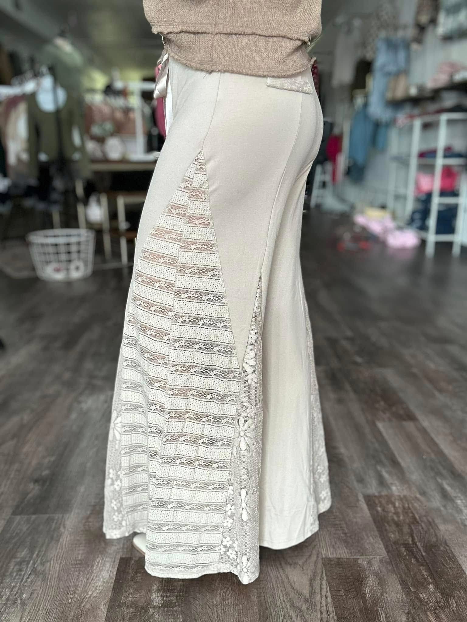 Boho Breeze Lace Wide Leg Pants - PREORDER