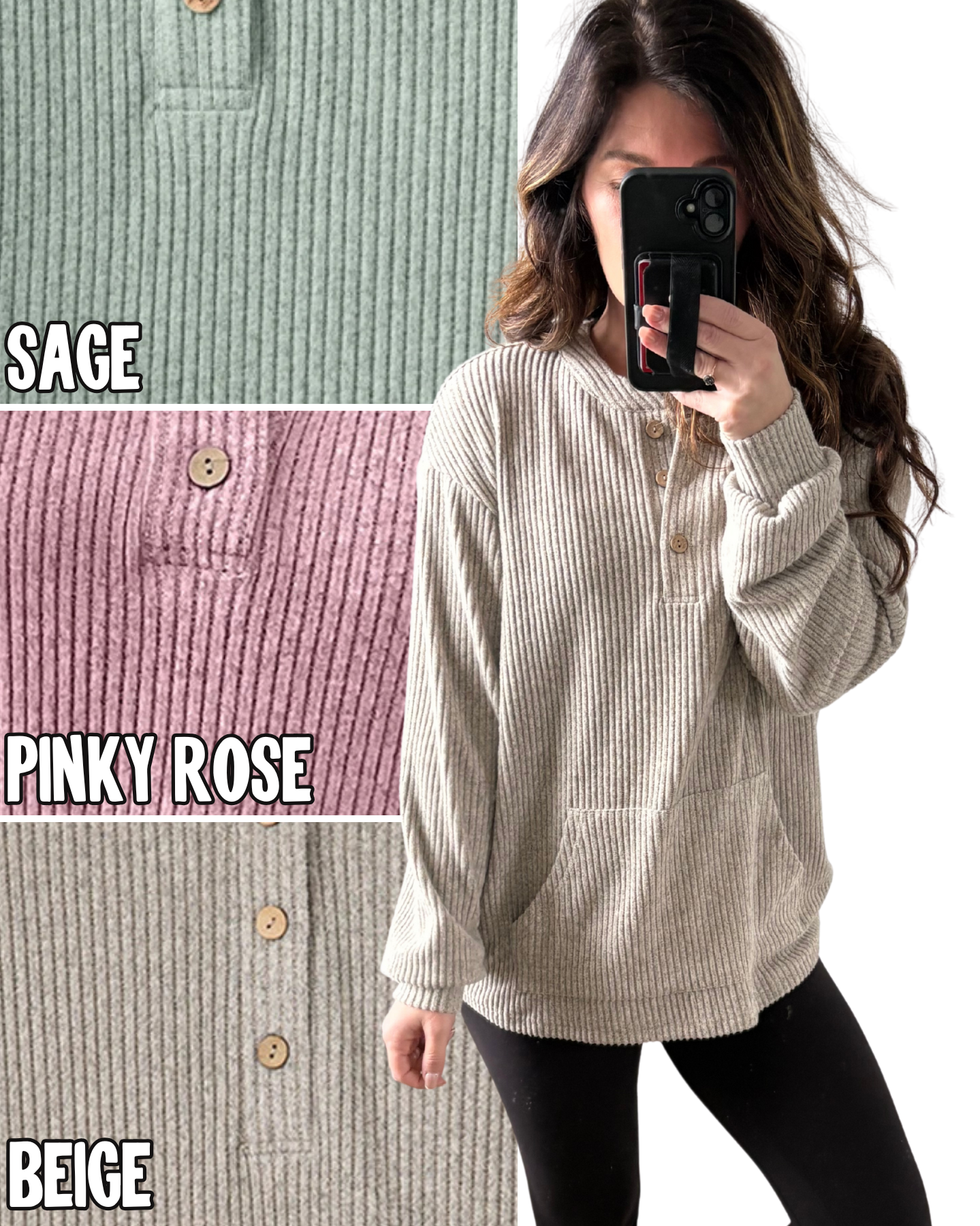 Everyday Ease Ribbed Henley PREORDER