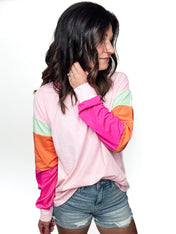 Bright Days Color Block Long Sleeve Top - PREORDER