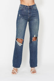 FLASH DEAL : High Waisted Judy Blue Knee Ripped Dad Jeans