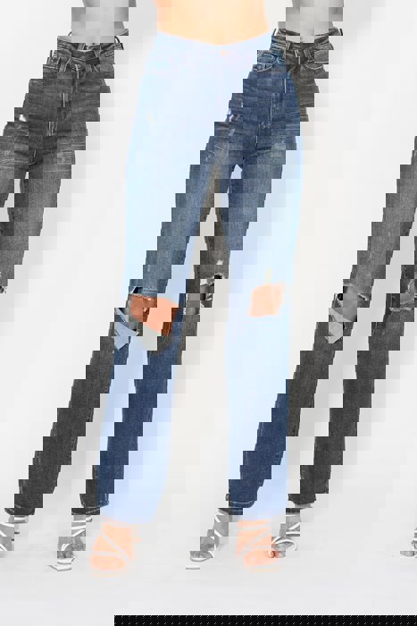 FLASH DEAL : High Waisted Judy Blue Knee Ripped Dad Jeans