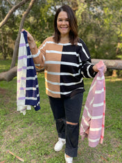 Exceptional Thought Striped Patchwork Sweater  - PREORDER