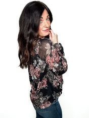 Midnight Blooms Wrap Top - PREORDER