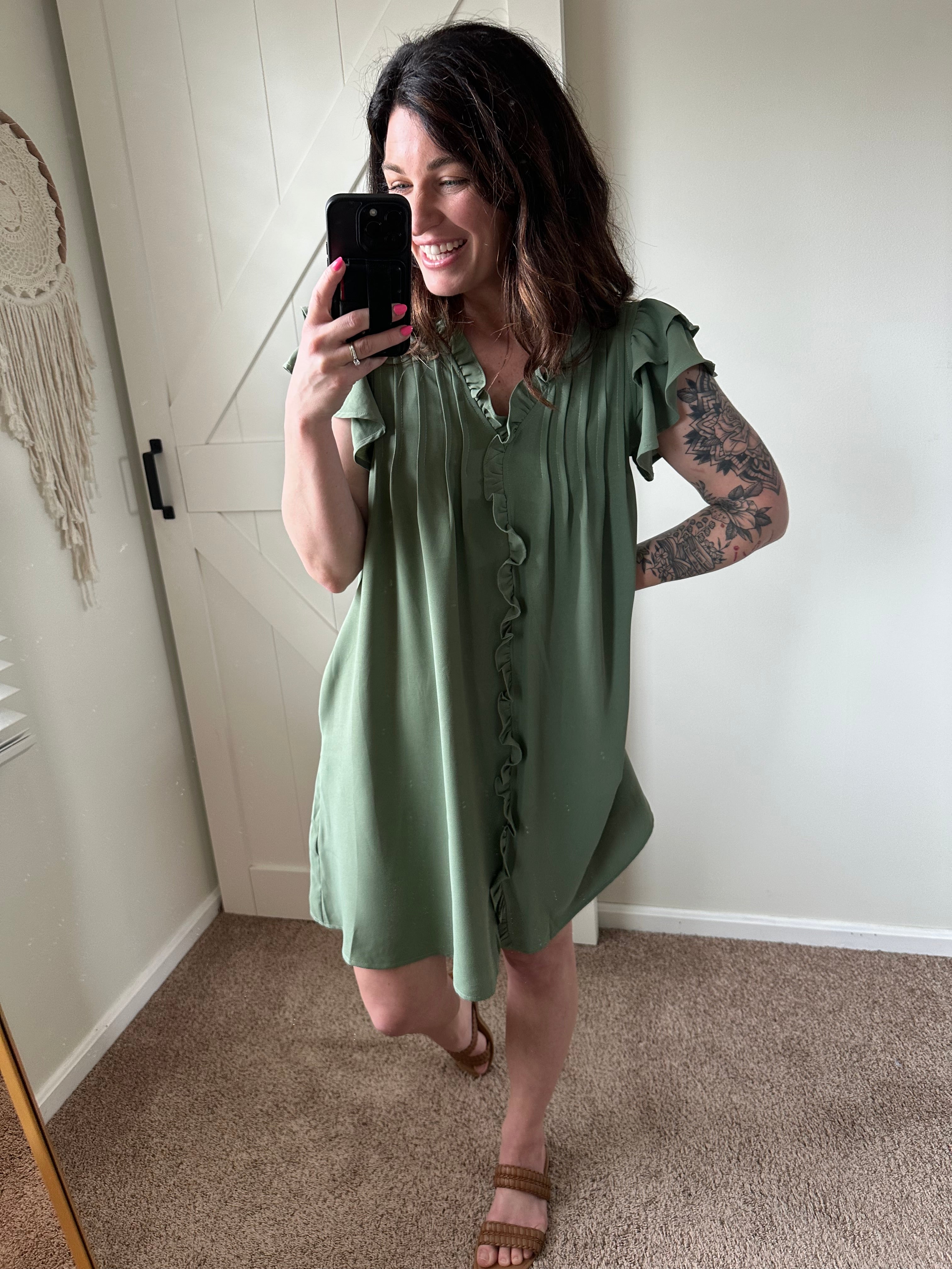 The Easy Does It Ruffle Sleeve Dress Preorder